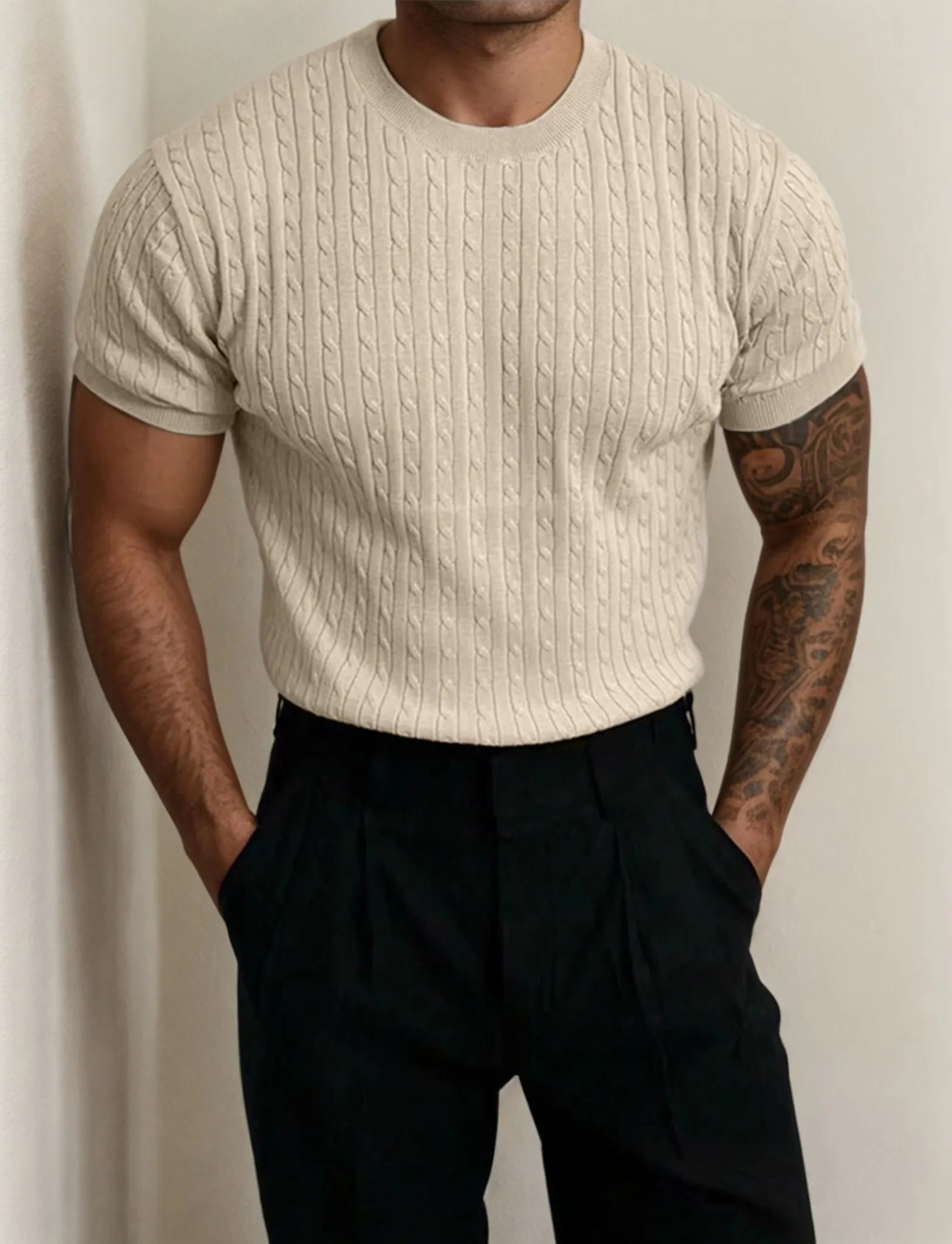 Men’s Short-Sleeve Crewneck Knit Pullover