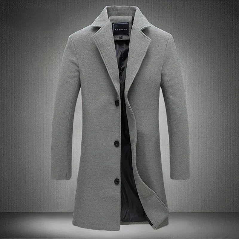 Men’s Wool-Blend Long Coat