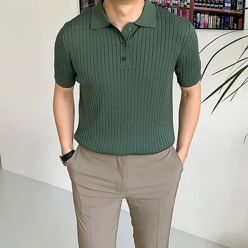Men’s Summer Knit Polo – Short Sleeve, Breathable & Comfortable