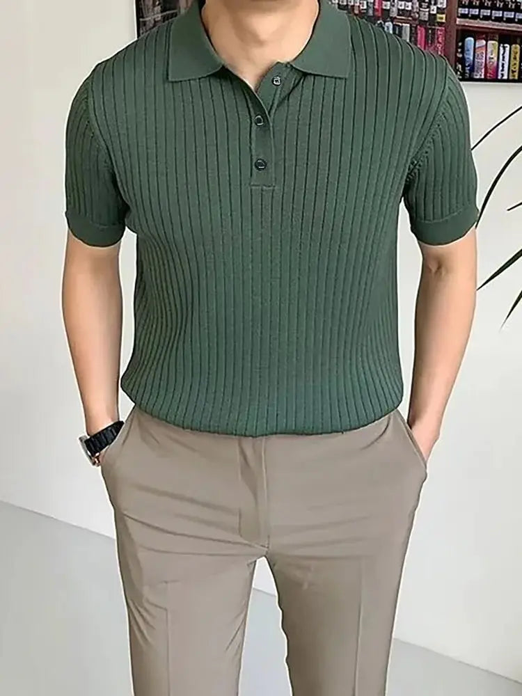 Men’s Summer Knit Polo – Short Sleeve, Breathable & Comfortable