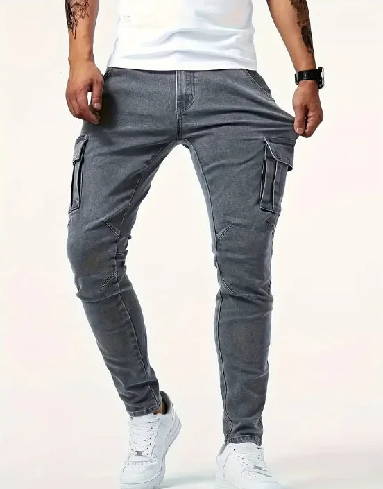 Men’s Straight-Leg Denim Jeans – Casual & Functional