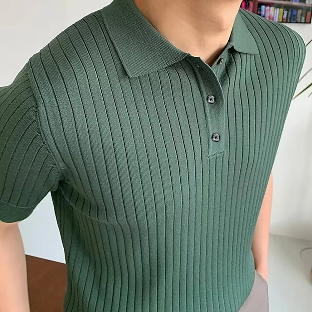 Men’s Summer Knit Polo – Short Sleeve, Breathable & Comfortable
