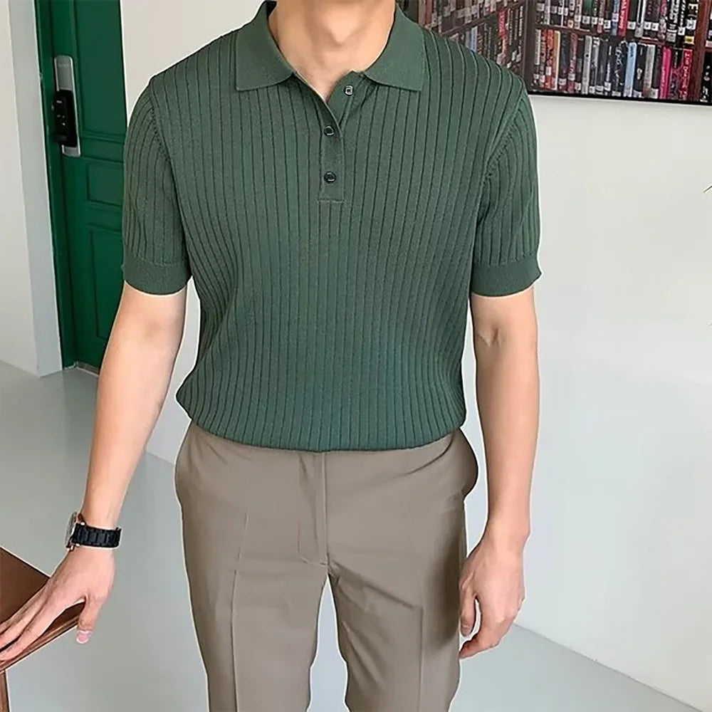 Men’s Summer Knit Polo – Short Sleeve, Breathable & Comfortable