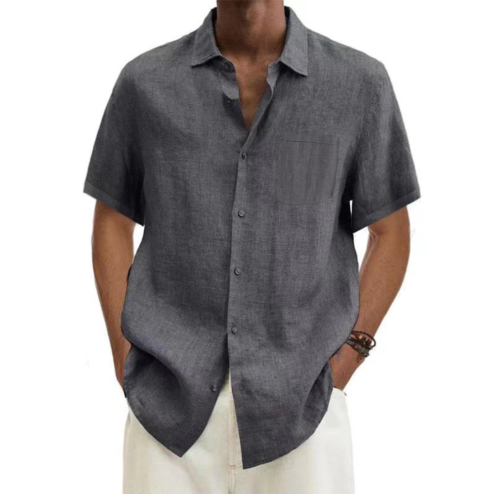 Men’s Cotton-Linen Short Sleeve Shirt