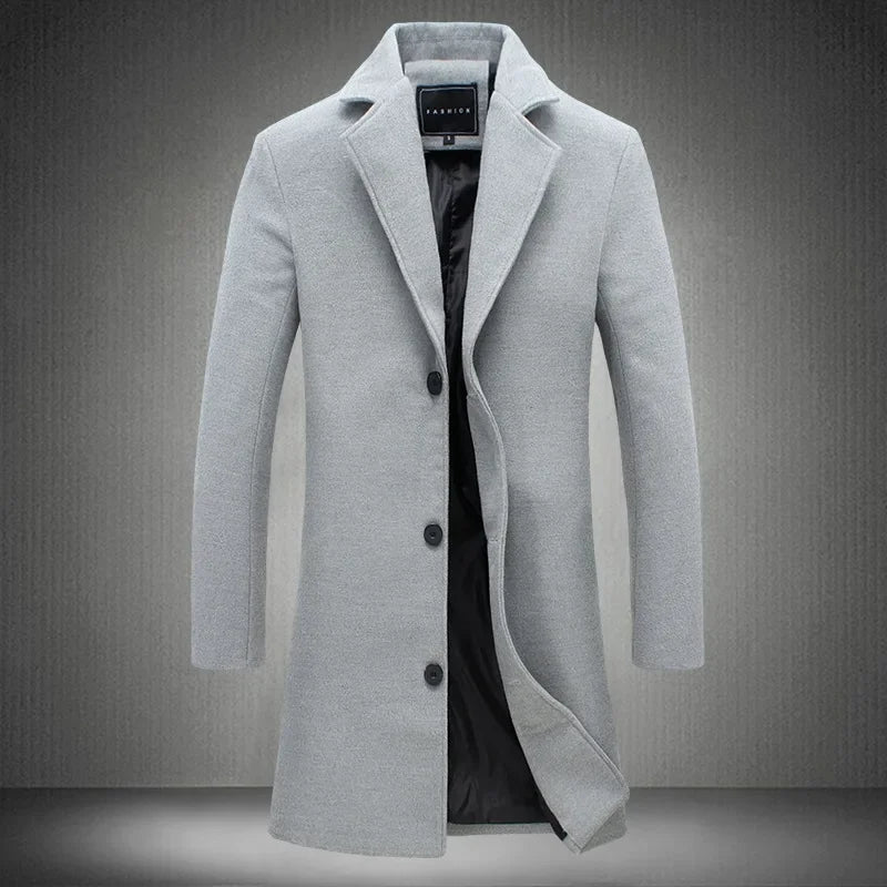 Men’s Wool-Blend Long Coat
