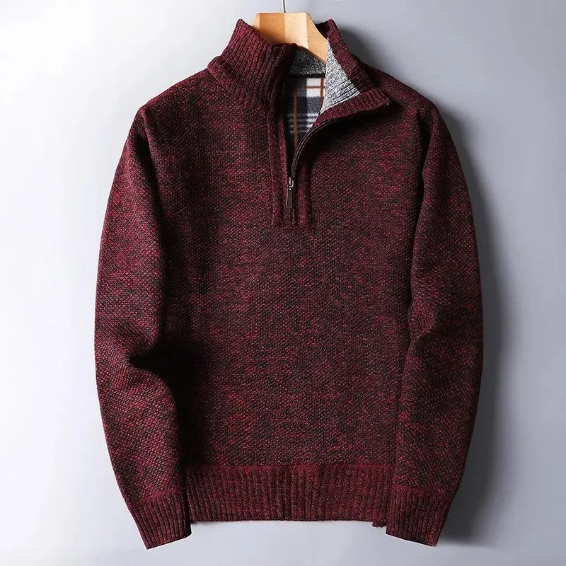 Men’s Thick Mock-Neck Half-Zip Sweater