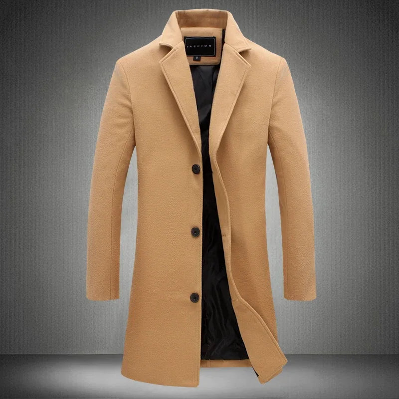 Men’s Wool-Blend Long Coat