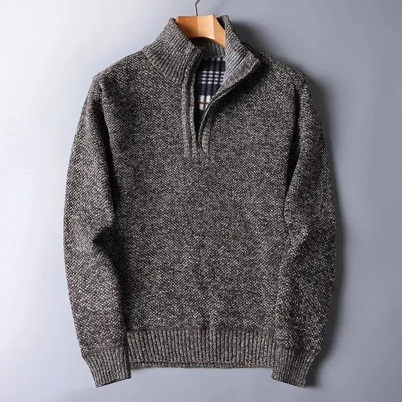 Men’s Thick Mock-Neck Half-Zip Sweater