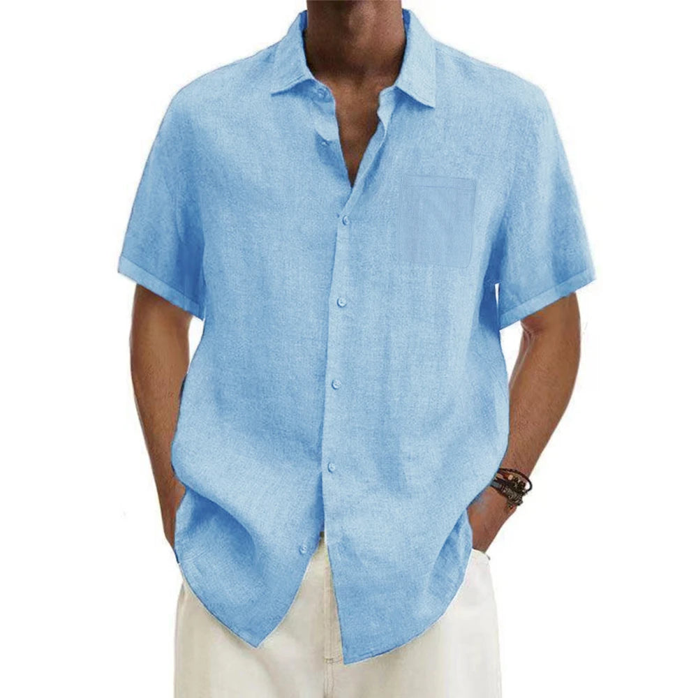 Men’s Cotton-Linen Short Sleeve Shirt