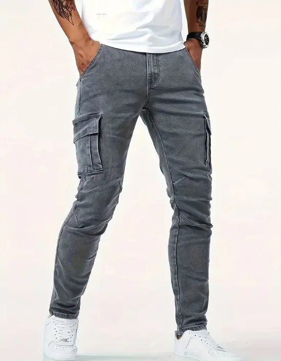 Men’s Straight-Leg Denim Jeans – Casual & Functional