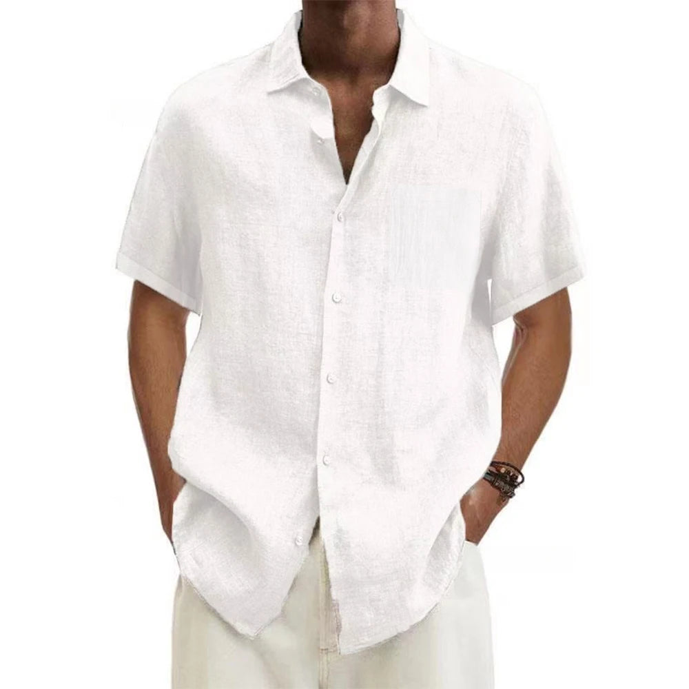 Men’s Cotton-Linen Short Sleeve Shirt