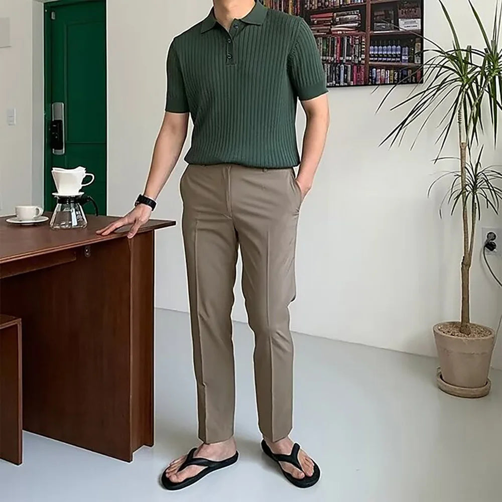 Men’s Summer Knit Polo – Short Sleeve, Breathable & Comfortable
