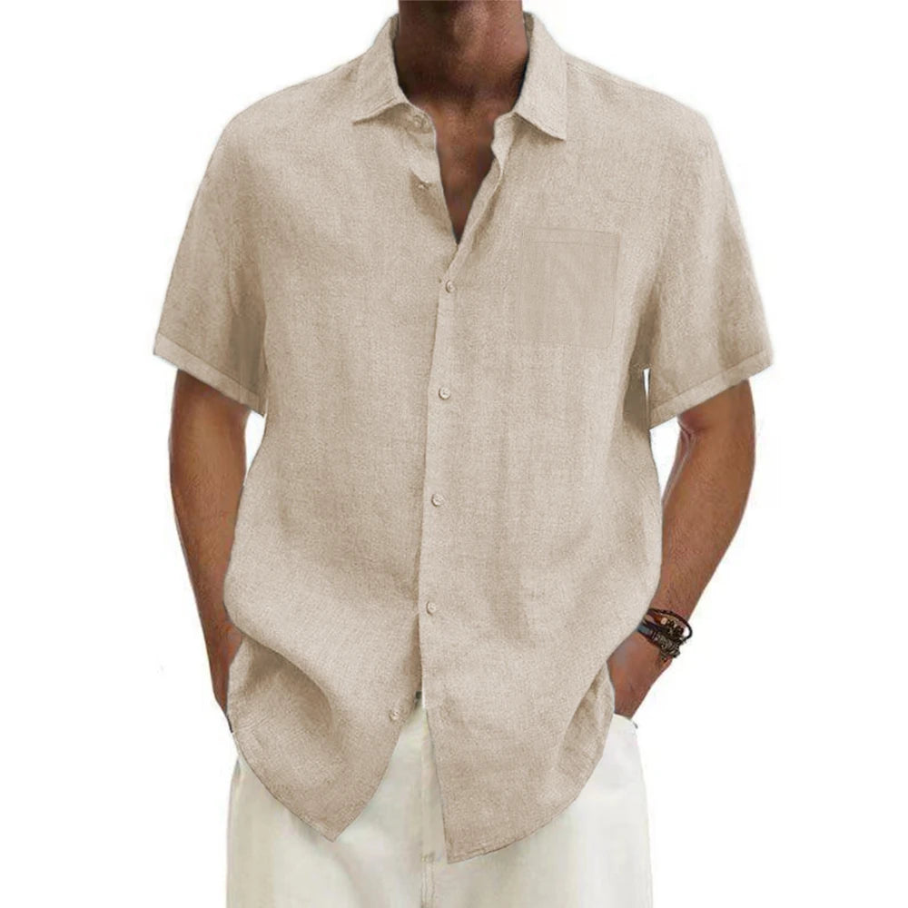 Men’s Cotton-Linen Short Sleeve Shirt